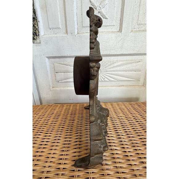 Antique 1880s Cast Iron Gold GIlt Clock Mermaids Womans Face Ornate Running - Picture 13 of 16